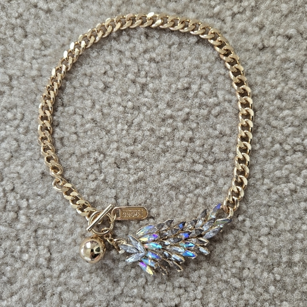 NWoT Gold Chain Choker Necklace with Crystal Accents